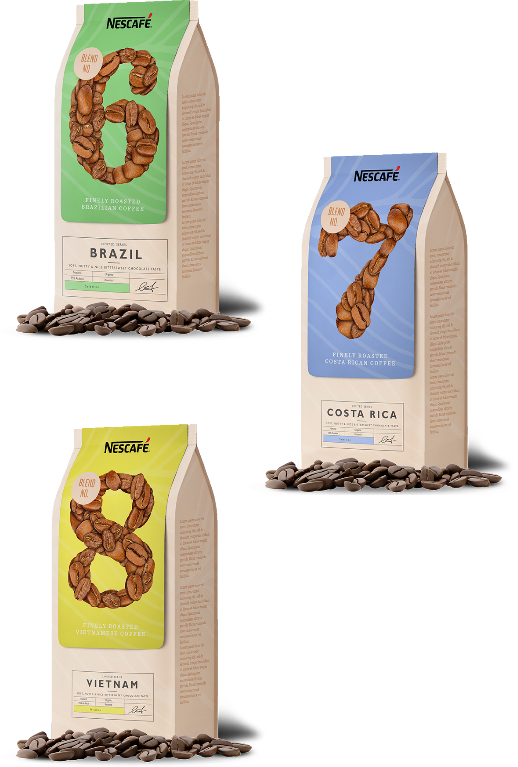 Lazarus Kreativ Labels & packs nescafe COFFEE blends Packaging design